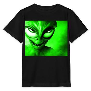 Alien with Sharp Teeth Design - Green - Stanley/Stella MINI CREATOR Kids’ T-Shirt - black - Front - Mikhail (115cm)