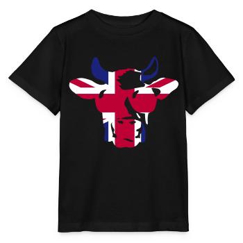 Großbritannien UK Kuh mit Sonnenbrille - Stanley/Stella Kinder T-Shirt MINI CREATOR  - Schwarz - Vorne - Mikhail (115cm)