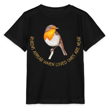 Robins appear when loved ones are near - Stanley/Stella MINI CREATOR Kids’ T-Shirt - black - Front - Mikhail (115cm)