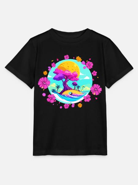 Rosa Blüte - Stanley/Stella Kinder T-Shirt MINI CREATOR - Schwarz