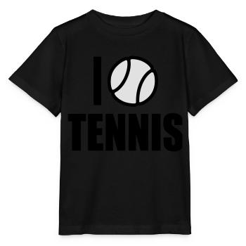 I love Tennis - Stanley/Stella Kinder T-Shirt MINI CREATOR  - Schwarz - Vorne - Mikhail (115cm)