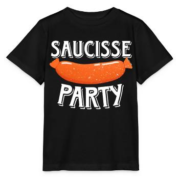 Saucisse Party - Humour Beauf Barbecue Papa Été - T-shirt bio MINI CREATOR Stanley/Stella Enfant - noir - Devant - Mikhail (115cm)