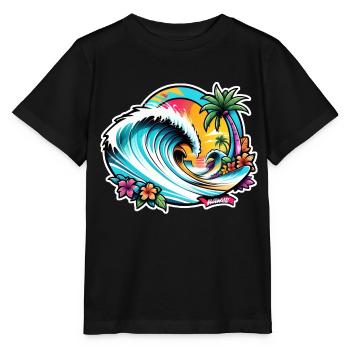Surfen Strand Palme Sonnenschein Urlaub - Stanley/Stella Kinder T-Shirt MINI CREATOR  - Schwarz - Vorne - Mikhail (115cm)