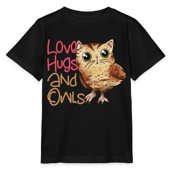 Amour, câlins et hiboux oiseau nocturne oiseau nocturne - T-shirt bio MINI CREATOR Stanley/Stella Enfant - noir - Devant - Mikhail (115cm)