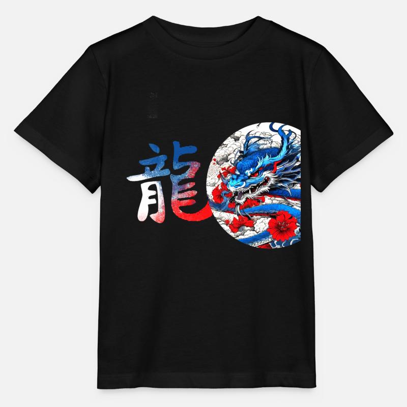 Dragon,Année du Dragon,Dragon,Caractères chinois - T-shirt bio MINI CREATOR Stanley/Stella Enfant - noir