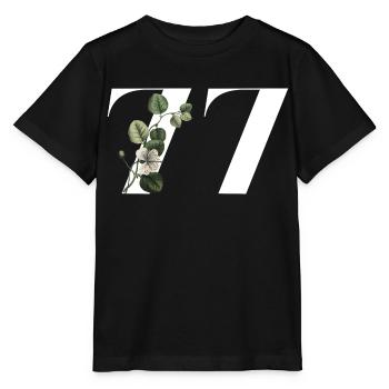 Nummer 77 Blumengrün - 77. Blumengeburtstag - Stanley/Stella Kinder T-Shirt MINI CREATOR  - Schwarz - Vorne - Mikhail (115cm)