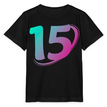 Nummer 15 mehrfarbig - Stanley/Stella Kinder T-Shirt MINI CREATOR  - Schwarz - Vorne - Mikhail (115cm)