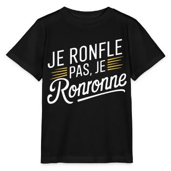 Je ronfle pas, je ronronne - T-shirt bio MINI CREATOR Stanley/Stella Enfant - noir - Devant - Mikhail (115cm)