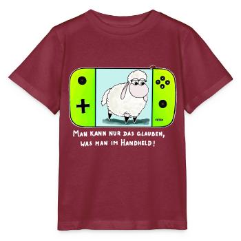 Wolly Sheepling the Handheld - Stanley/Stella MINI CREATOR Kids’ T-Shirt - burgundy - Front - Kain (125cm)