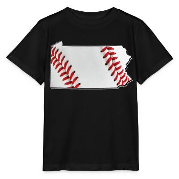 Baseball in der Pennsylvania State Landkarte - Stanley/Stella Kinder T-Shirt MINI CREATOR  - Schwarz - Vorne - Mikhail (115cm)