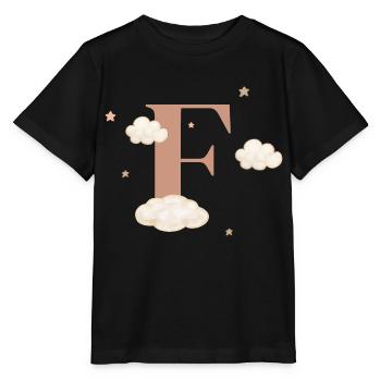 Buchstabe f bewölkt Sterne - Stanley/Stella Kinder T-Shirt MINI CREATOR  - Schwarz - Vorne - Mikhail (115cm)