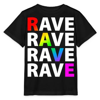 Rave Raver Regenbogen - Stanley/Stella Kinder T-Shirt MINI CREATOR  - Schwarz - Vorne - Mikhail (115cm)
