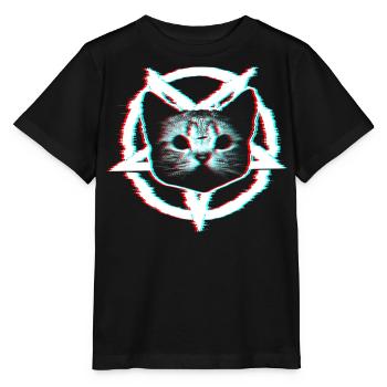 Satanische Katze im Pentagramm | RGB-Effekt - Stanley/Stella Kinder T-Shirt MINI CREATOR  - Schwarz - Vorne - Mikhail (115cm)
