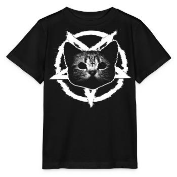 Satanic Cat in Pentagram - Stanley/Stella MINI CREATOR Kids’ T-Shirt - black - Front - Mikhail (115cm)