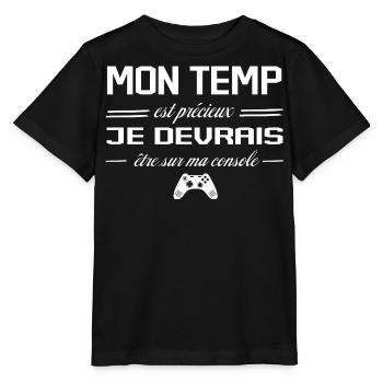 Mon Temps Est Précieux Jeux Vidéos Gamer Humour - T-shirt bio MINI CREATOR Stanley/Stella Enfant - noir - Devant - Mikhail (115cm)