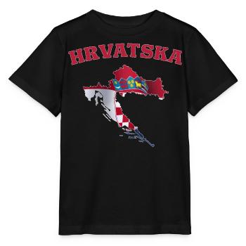 Kroatien Flagge Landkarte - Stanley/Stella Kinder T-Shirt MINI CREATOR  - Schwarz - Vorne - Mikhail (115cm)