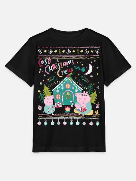 Peppa Pig En Familie Kerstvibes - Stanley/Stella Kinder-T-shirt MINI CREATOR  - zwart