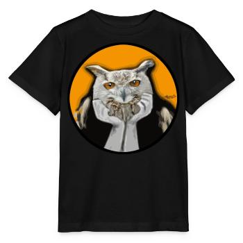 Owl Eagle Owl Philosopher Animal Face Listener Orange - Stanley/Stella MINI CREATOR Kids’ T-Shirt - black - Front - Mikhail (115cm)