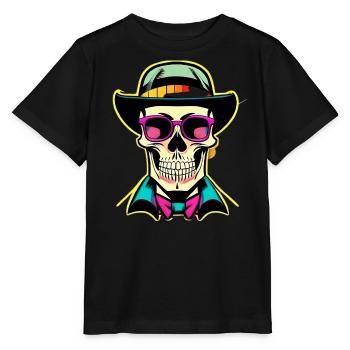 Hipster Totenkopf - Stanley/Stella Kinder T-Shirt MINI CREATOR  - Schwarz - Vorne - Mikhail (115cm)