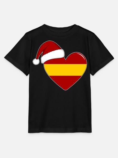 Spanien Flagge Weihnachten Herz - Stanley/Stella Kinder T-Shirt MINI CREATOR  - Schwarz