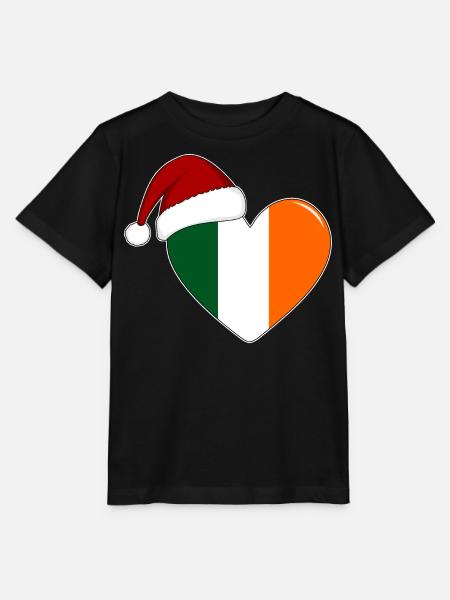 Drapeau de l’Irlande coeur de Noël - T-shirt bio MINI CREATOR Stanley/Stella Enfant - noir