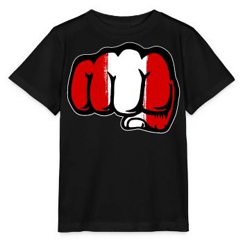 Pérou drapeau poing main - T-shirt bio MINI CREATOR Stanley/Stella Enfant - noir - Devant - Mikhail (115cm)