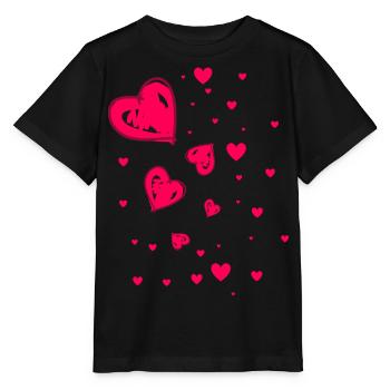 Coeurs, Coeurs Rouges, Coeurs Volants, Coeur - T-shirt bio MINI CREATOR Stanley/Stella Enfant - noir - Devant - Mikhail (115cm)