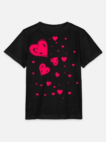 Herzen, rote Herzen, fliegende Herzen, Herz - Stanley/Stella Kinder T-Shirt MINI CREATOR  - Schwarz
