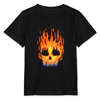 Fire Skull watercolor - Stanley/Stella MINI CREATOR Kids’ T-Shirt - black - Front - Mikhail (115cm)