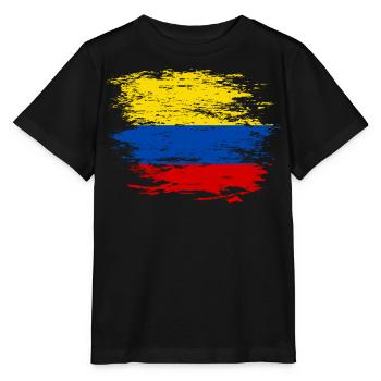 Kolumbien Flagge used - Stanley/Stella Kinder T-Shirt MINI CREATOR  - Schwarz - Vorne - Mikhail (115cm)