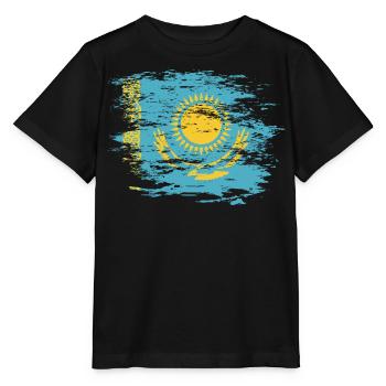 Kasachstan Flagge used - Stanley/Stella Kinder T-Shirt MINI CREATOR  - Schwarz - Vorne - Mikhail (115cm)