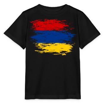 Armenien Flagge used - Stanley/Stella Kinder T-Shirt MINI CREATOR  - Schwarz - Vorne - Mikhail (115cm)