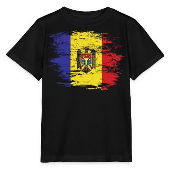 Moldau Flagge used - Stanley/Stella Kinder T-Shirt MINI CREATOR  - Schwarz - Vorne - Mikhail (115cm)