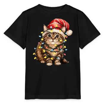 Christmas Cat - Stanley/Stella MINI CREATOR Kids’ T-Shirt - black - Front - Mikhail (115cm)