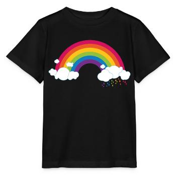 Regenbogen mit Wolke - Stanley/Stella Kinder T-Shirt MINI CREATOR  - Schwarz - Vorne - Mikhail (115cm)