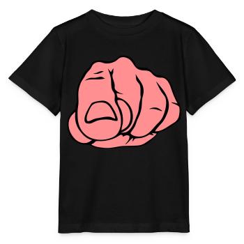 hand fist finger shows index finger - Stanley/Stella MINI CREATOR Kids’ T-Shirt - black - Front - Mikhail (115cm)