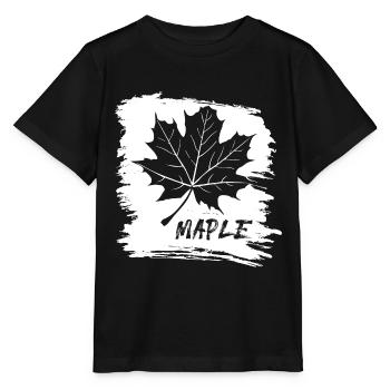Maple. Canada. Leaf. - Stanley/Stella MINI CREATOR Kids’ T-Shirt - black - Front - Mikhail (115cm)