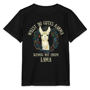 Willst Du gutes Karma schmus mit einem Lama! Glück - Stanley/Stella Kinder T-Shirt MINI CREATOR  - Schwarz - Vorne - Mikhail (115cm)