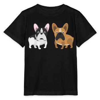 Zwei Bullys - Französische Bulldogge - Stanley/Stella Kinder T-Shirt MINI CREATOR  - Schwarz - Vorne - Mikhail (115cm)