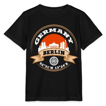Berlin Allemagne City Skyline Accueil Boussole - T-shirt bio MINI CREATOR Stanley/Stella Enfant - noir - Devant - Mikhail (115cm)