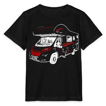 Wohnmobil Alkoven Camping Desgin Weiß/Rot - Stanley/Stella Kinder T-Shirt MINI CREATOR  - Schwarz - Vorne - Mikhail (115cm)