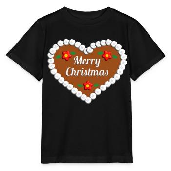 Frohe Weihnachten Lebkuchenherz Geschenk - Stanley/Stella Kinder T-Shirt MINI CREATOR  - Schwarz - Vorne - Mikhail (115cm)