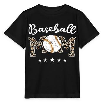 Softball Baseball Mom Leopard Tee Mother s Day - Stanley/Stella MINI CREATOR Kids’ T-Shirt - black - Front - Mikhail (115cm)