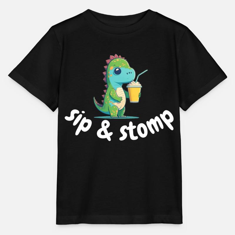 Süßes Dinosaurier Cartoon Stil Kinder Tshirt - Stanley/Stella Kinder T-Shirt MINI CREATOR  - Schwarz