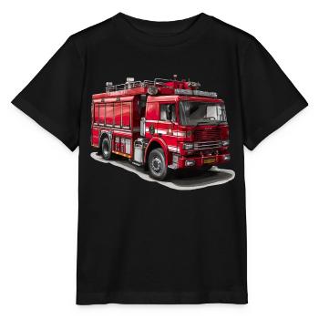 Fighting fires with fire trucks - Stanley/Stella MINI CREATOR Kids’ T-Shirt - black - Front - Mikhail (115cm)