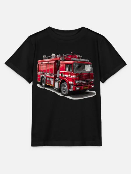 Mit Feuerwehrautos Brände bekämpfen - Stanley/Stella Kinder T-Shirt MINI CREATOR - Schwarz