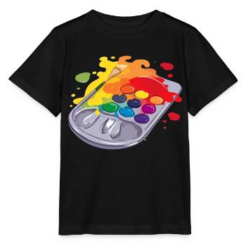 Palette de peinture n°2 - T-shirt bio MINI CREATOR Stanley/Stella Enfant - noir - Devant - Mikhail (115cm)
