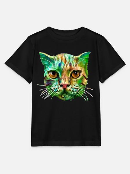 Bunte Katze - Stanley/Stella Kinder T-Shirt MINI CREATOR - Schwarz