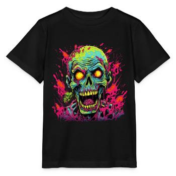 Zombie Kopf Gruselig Halloween Zombiejäger Untote - Stanley/Stella Kinder T-Shirt MINI CREATOR  - Schwarz - Vorne - Mikhail (115cm)
