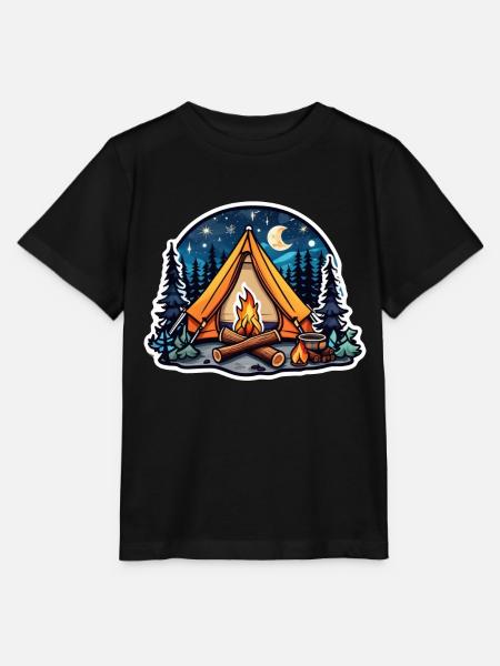 Camping, Zelt und Lagerfeuer - Stanley/Stella Kinder T-Shirt MINI CREATOR - Schwarz